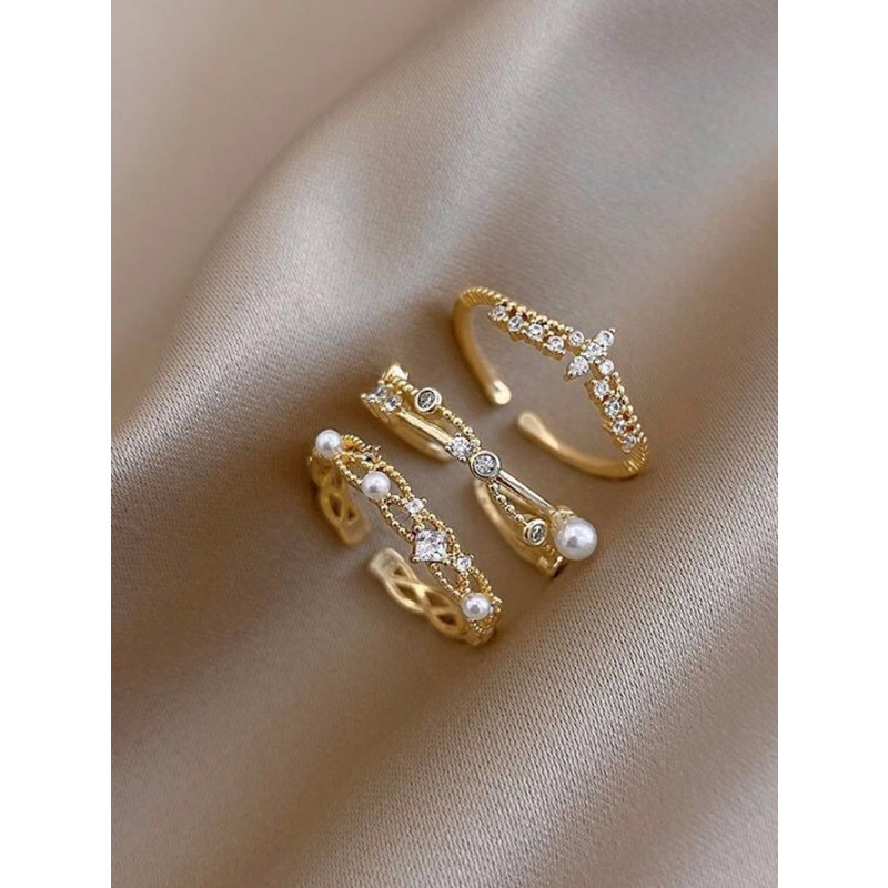 3pcs elegant adjustable copper geometric - Temu