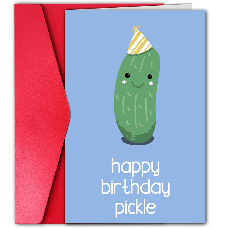 

Happy Birthday Pickle Greeting Card, 1pc, Funny Cute Illustrated Card For Him, Her, Girlfriend, Boyfriend, Best Friend