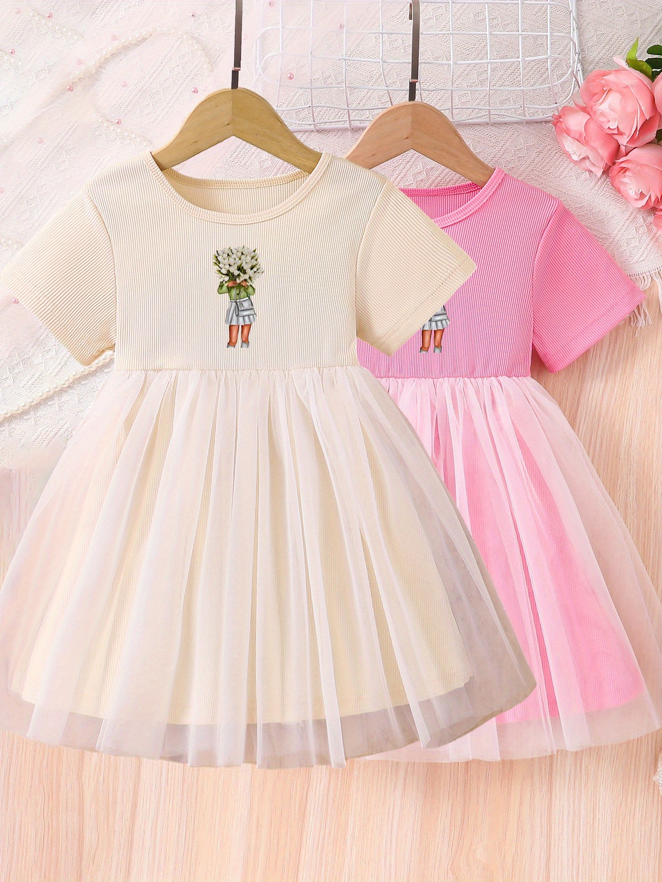 2-piece Princess Tulle Dresses For Girls, Summer Casual Fashion, Soft ...