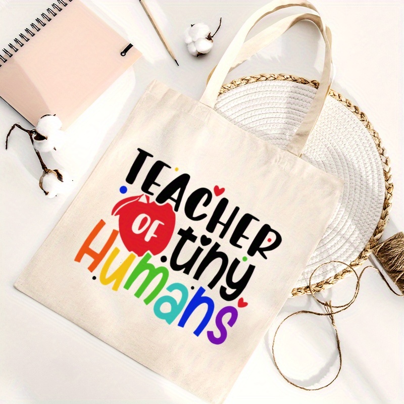 

1pc Teacher Of Letter Print (32*38cm)teacher Gift Bag, Teacher Tote Bag, Teacher Appreciation, Teacher Thank You, Canvas Tote,