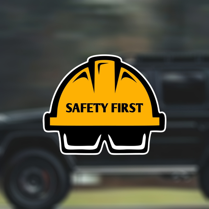 

Safety First Hardhat Bumper Sticker Decal, Self-adhesive Vinyl For Car, Single Use Paper Material, Plastic Surface Recommendation, No Embellishment