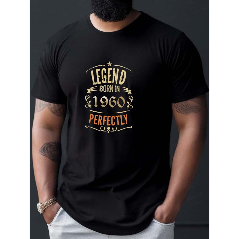 

Legend Born In 1960 Print Tee Shirt, Tees For Men, Casual Short Sleeve T-shirt For Summer