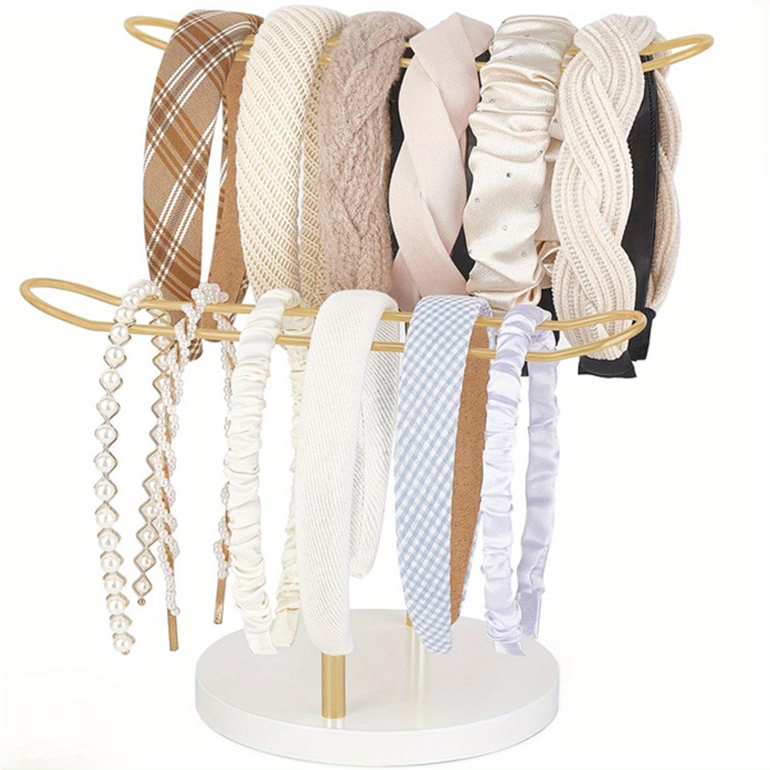 

Metal Headband Organizer - Double-deck Desk Storage For Hair Accessories, Bracelets & More - Girls' Dorms & Home Decor,