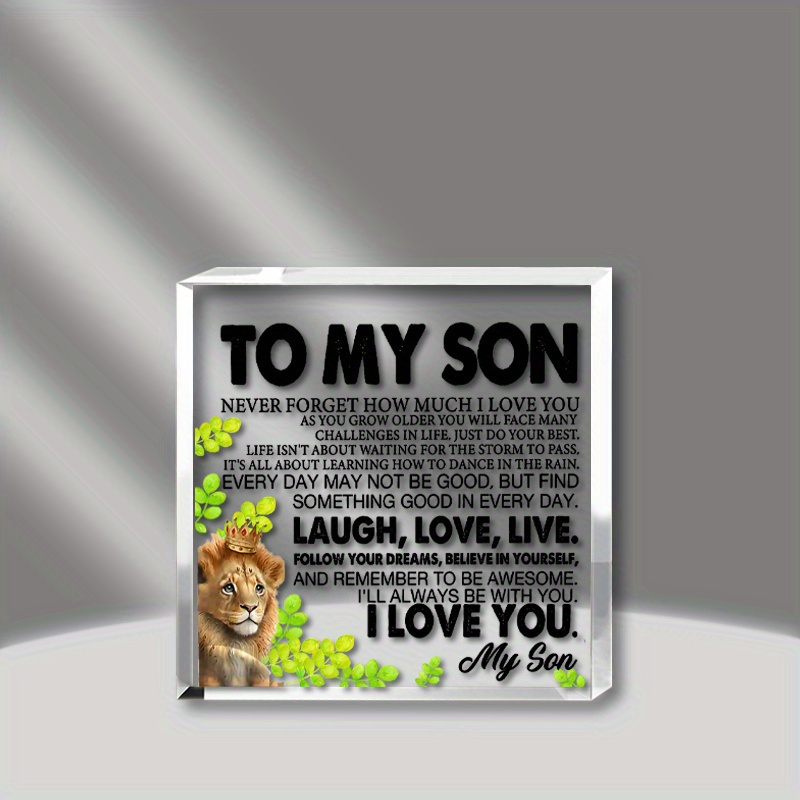 

Son Gifts From Dad Mom, To My Son Clear Desk Sign Son Gifts For Birthday Christmas Graduation, Acrylic Keepsake