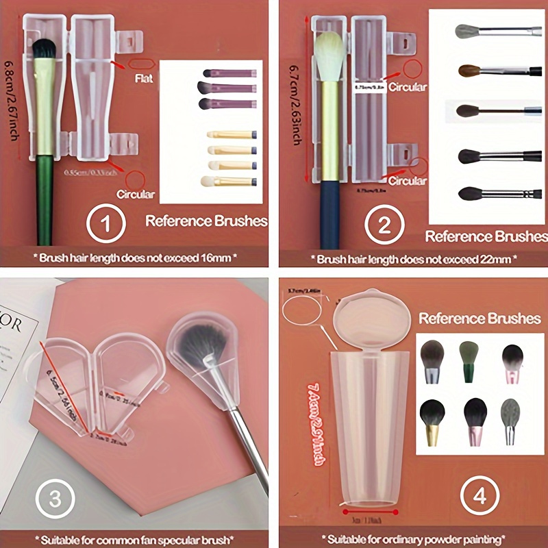 

4pcs Makeup Brush Protector Set – Reusable Plastic Dustproof Covers For Brushes, Unscented Portable Storage Cases For Travel & Home Use
