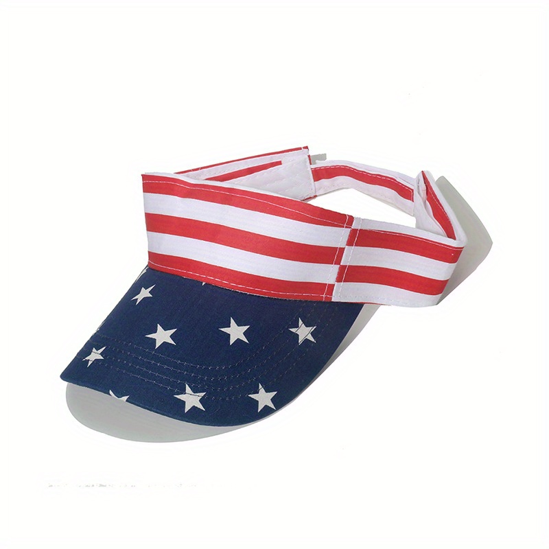 

4th Of July Patriotic Sun Visor Hat - American Flag Stars And Stripes Design, Polyester Adjustable Cap For Independence Day Celebration - No Feathers, No Electricity Required