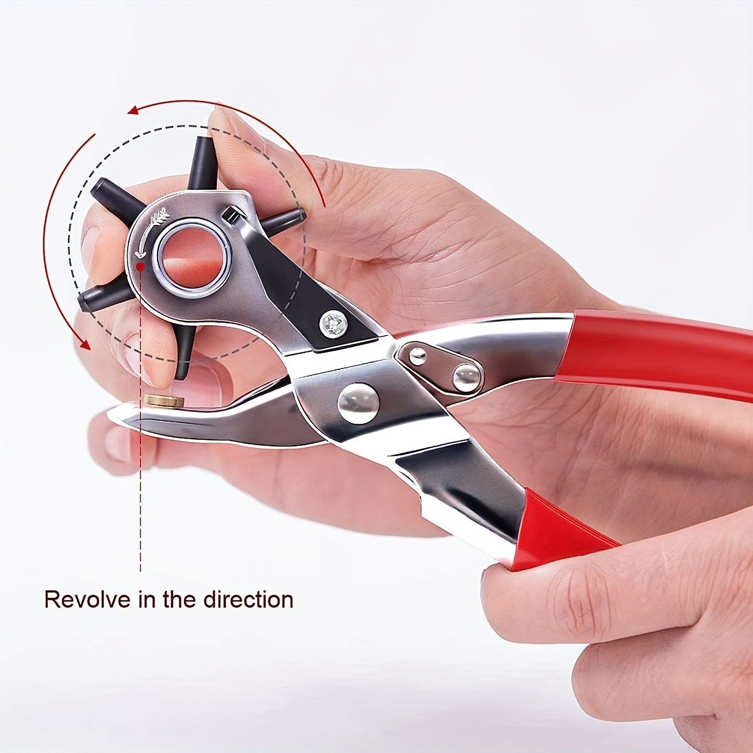 

Multi-functional Belt Punching Pliers With Round And Flat Holes - Manual Leather Punching Tool For Belt, Leather Paper, Cowhide