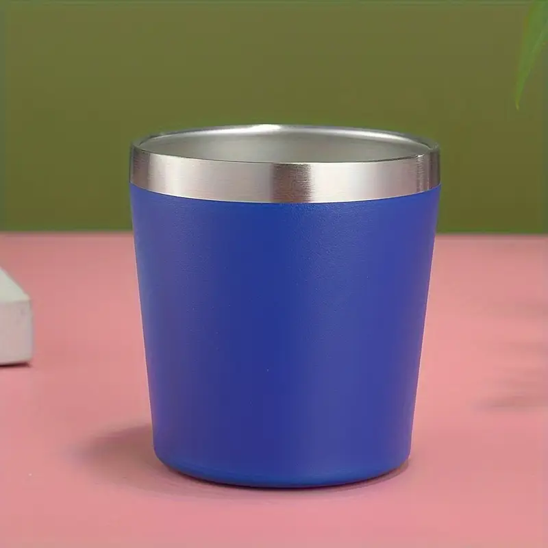 Pack De 4 Tazas De Acero Inoxidable De 8 Oz - Plateadas, Resistentes A Roturas, Para Bebidas Frías