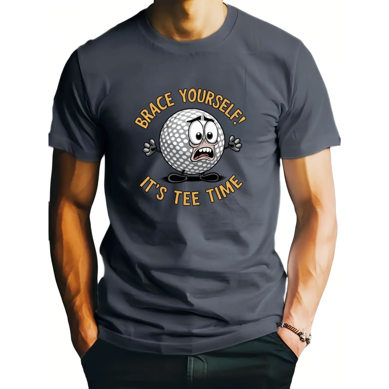 

Comedy Fun Golf Print Tee Shirt, Tees For Men, Casual Short Sleeve T-shirt For Summer