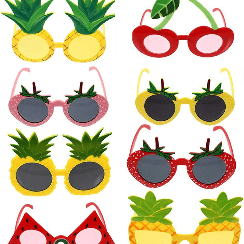 

8pcs Luau Shaped Glasses - Plastic Photo Booth Props - Fun , Strawberry, And Watermelon Eyewear For Use - No Feathers - Tropical Themed Events