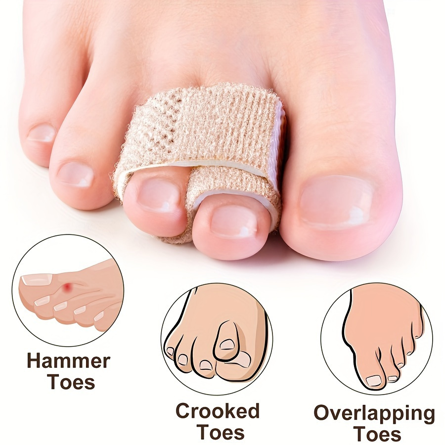 

6pcs Reusable Toe Splints, Adjustable Cloth Finger Wraps For Hammer, Crooked, Toe Support