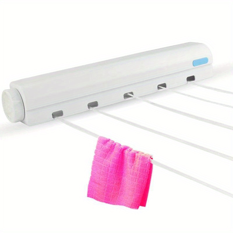 retractable indoor clothesline drying hanger wall mounted clothes drying rack bathroom invisible clothesline plastic material details 0