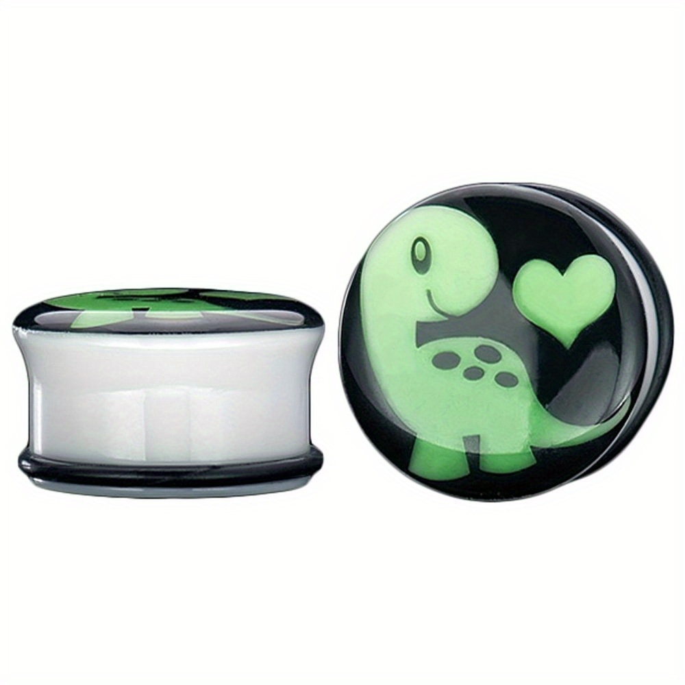Image of 1 Pair Dinosaur Acrylic Noctilucent Body Piercing Plugs Stretcher Ear Tunnels Plugs Body Piercing Jewelry Acrylic Ear Expander