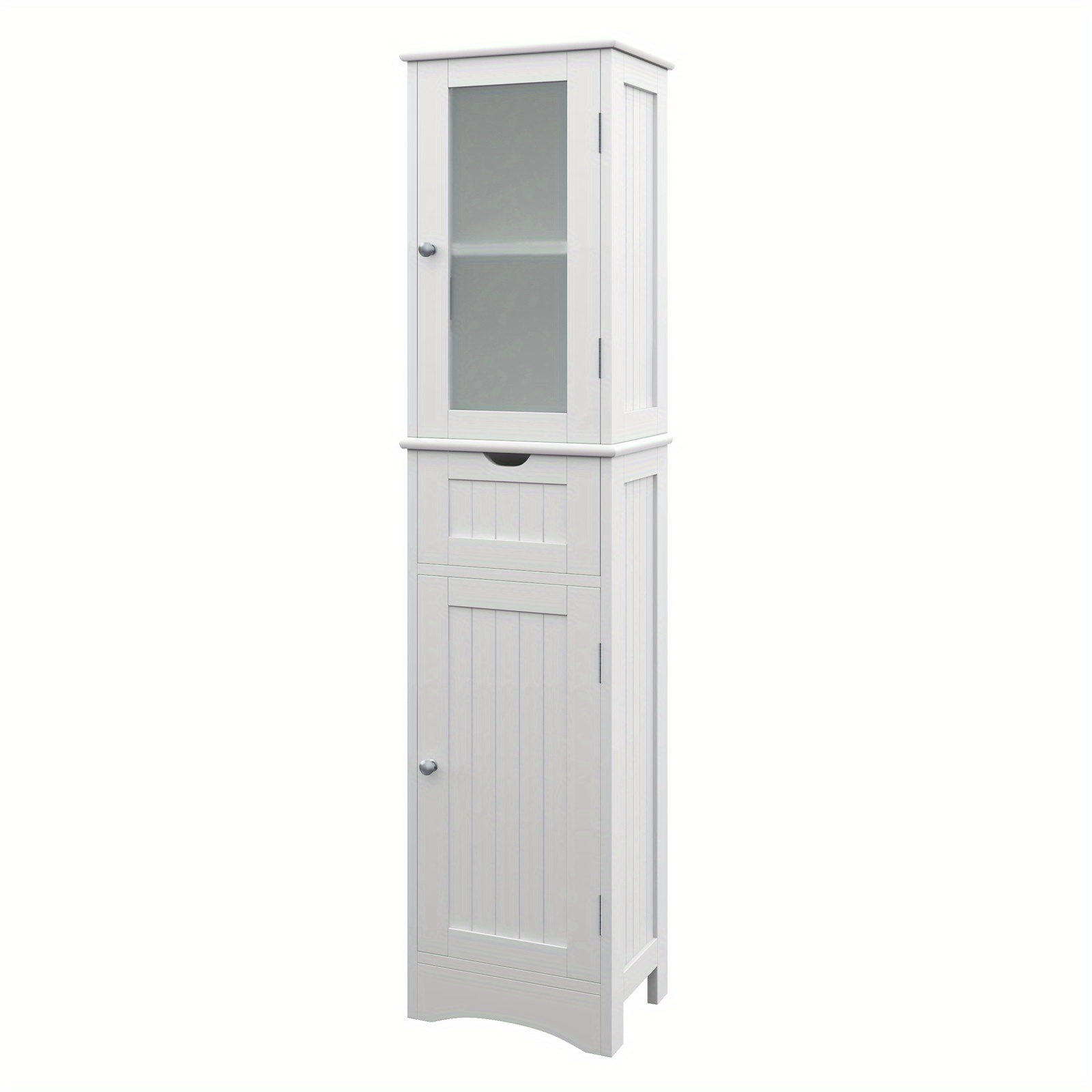 

Costway Bathroom Tall Cabinet Freestanding Linen Tower W/ Doors & Drawer White