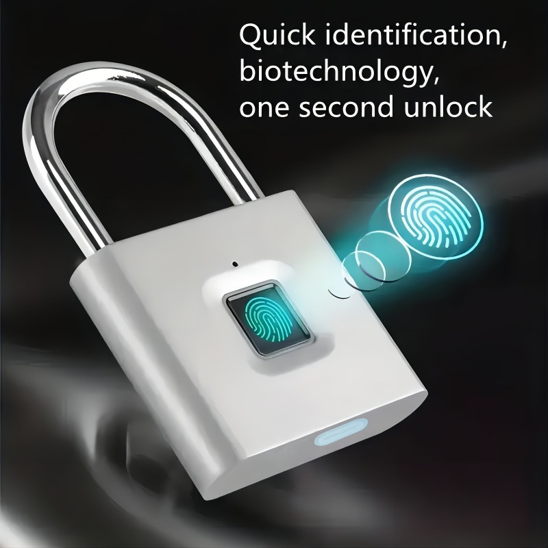 

1pc Mini Smart Fingerprint Padlock, Security Door Lock, Antitheft Keyless Usb Rechargeable Lock For Suitcase Luggage