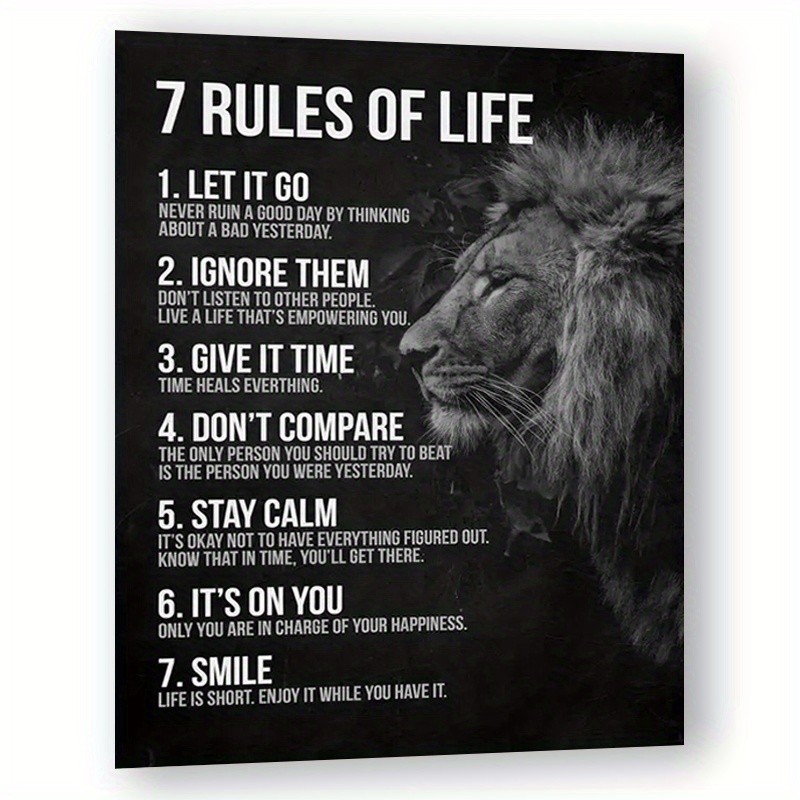 Inspirational 7 Rules Of Life Poster - Motivational Quotes Wall Art For , Unframed 8x10" Letter Print Decor, Halloween Decorations, Christmas Decorations