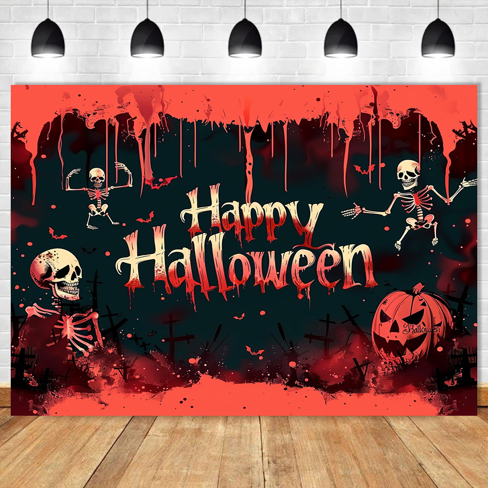3 Halloween Banner Set – Mit Skelett, Kürbis & Vampir, Aus Karton, Zum Aufhängen