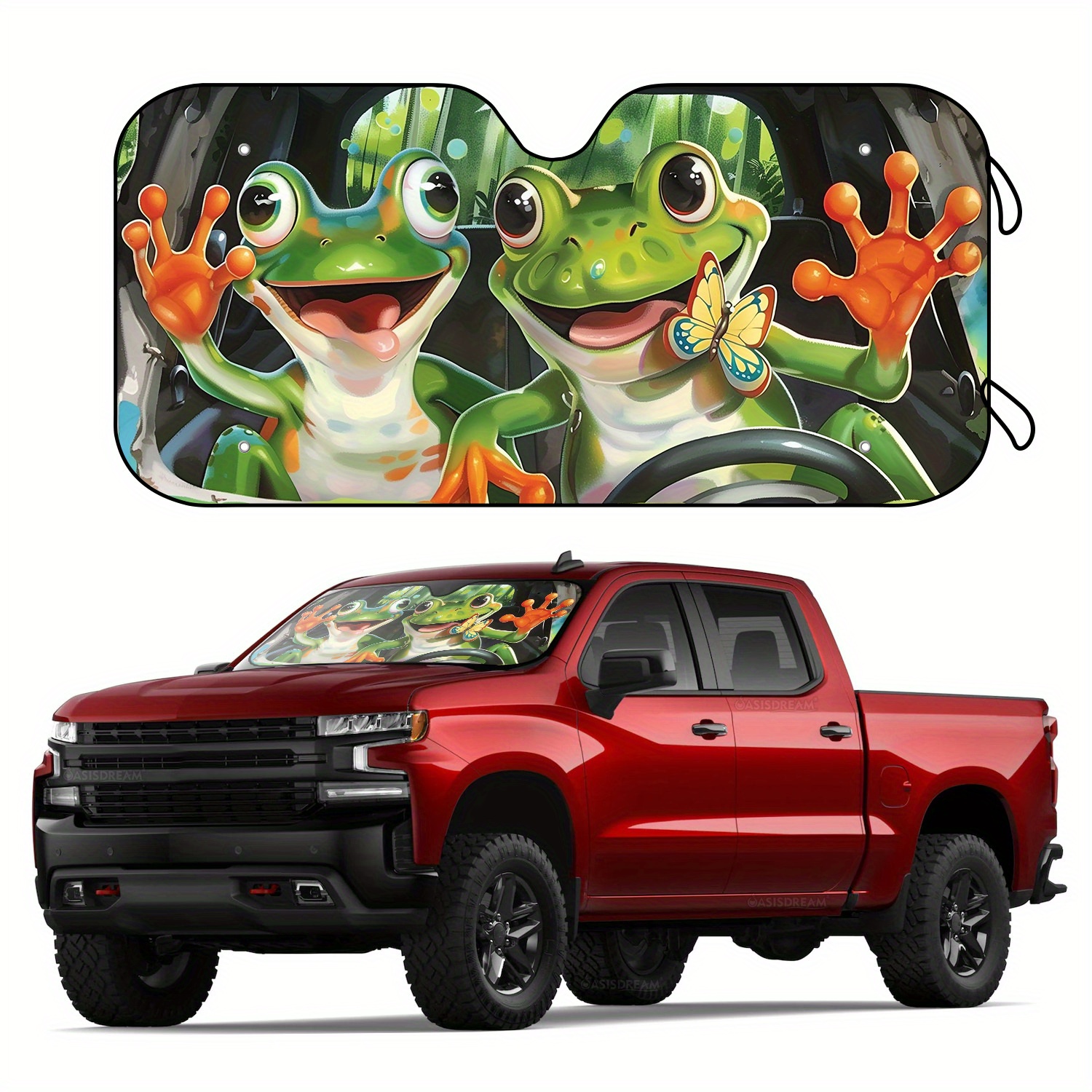 

Rv Windshield Sunshade With 2 Frogs Print - Foldable Sunshade For Suv, Truck With Uv Protection, Includes 4 Suction Cups - Major Material Other - 1pc
