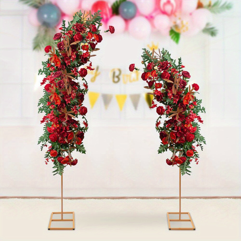 

Wedding Arch Rack Set Of 2 Flower Decor Frame Stand Gold Metal Party Backdrop