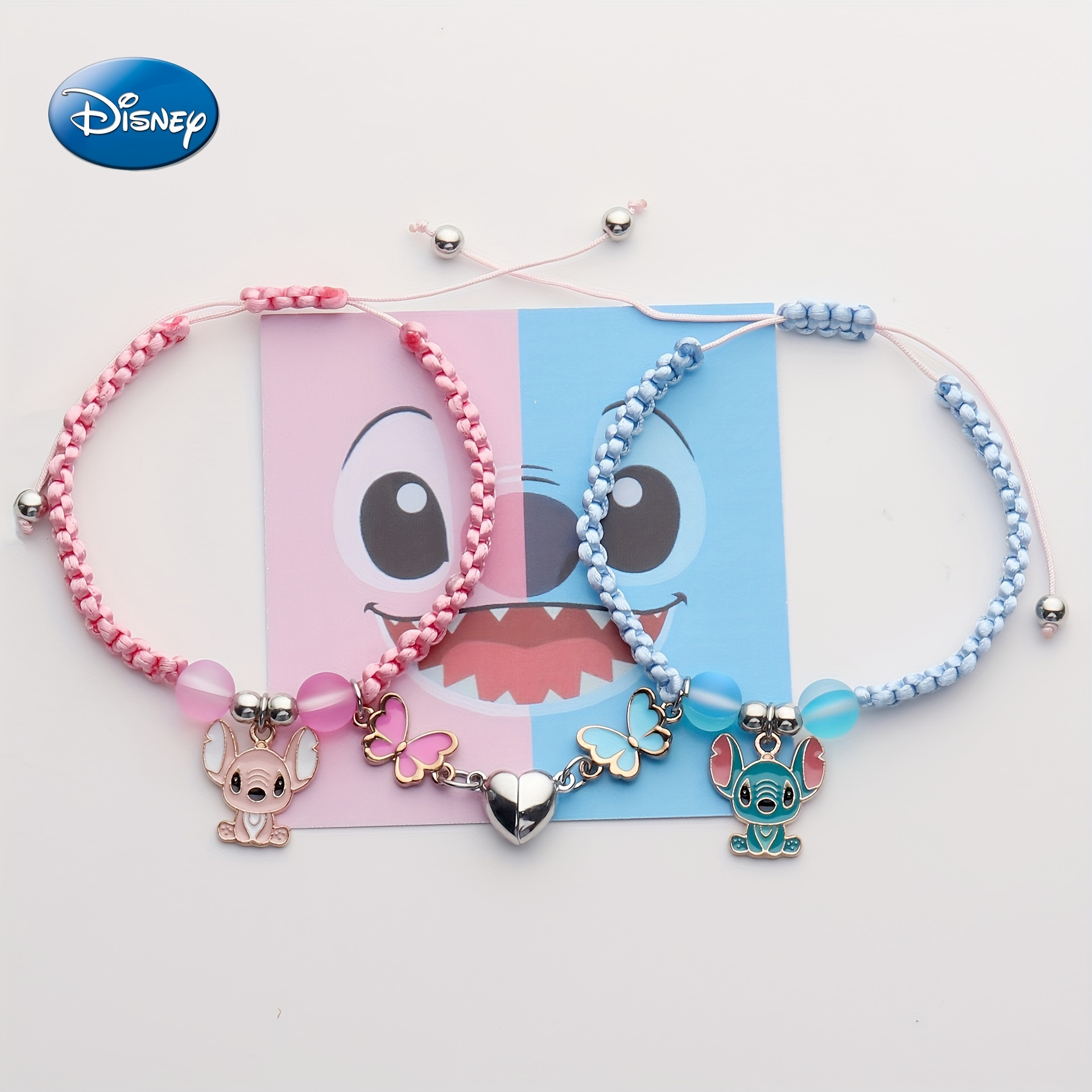 

Disney Charm Bracelets, Couple's Braided Bracelets With Cartoon Charms, Cute Love-themed Jewelry, Perfect Birthday Gift For Couples