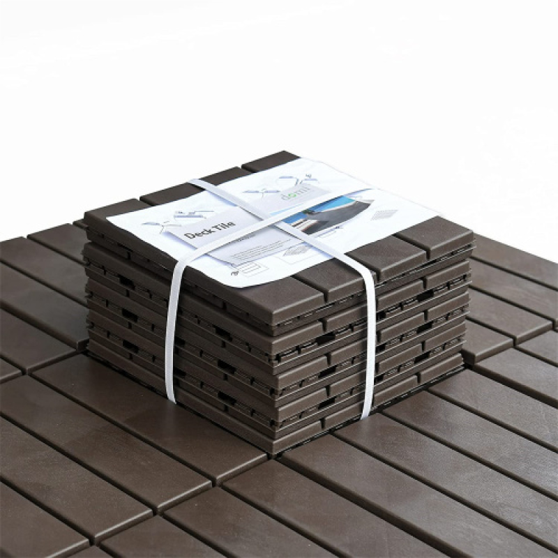 Patio Interlocking Deck Tiles, 12"x12" Square Composite Decking Tiles