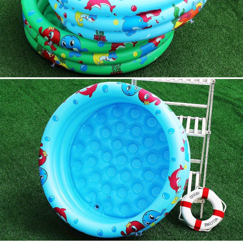 1pc inflatable kiddie pool round swimming pool home paddling pool with colorful animal design outdoor water play area for children easy set up details 7