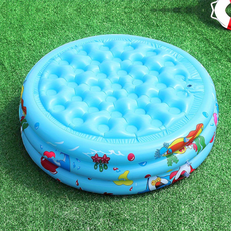 1pc inflatable kiddie pool round swimming pool home paddling pool with colorful animal design outdoor water play area for children easy set up details 4