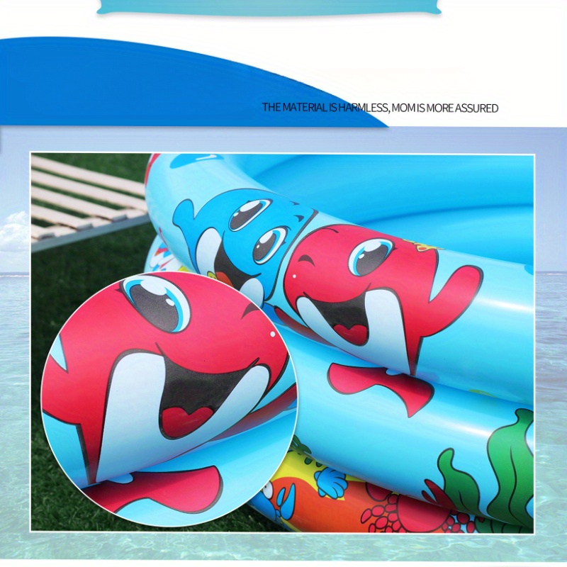 1pc inflatable kiddie pool round swimming pool home paddling pool with colorful animal design outdoor water play area for children easy set up details 5