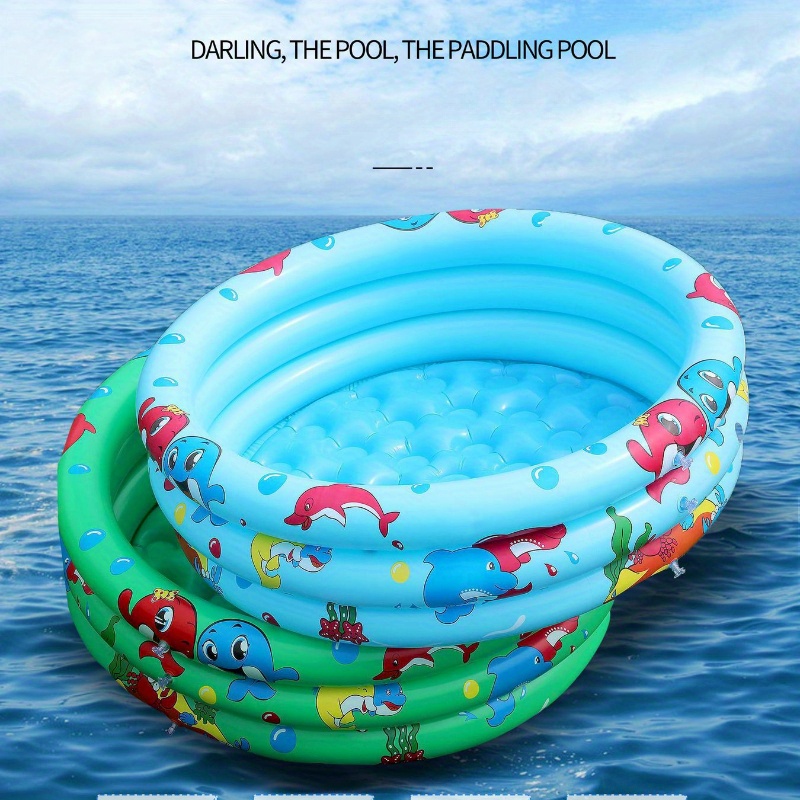 1pc inflatable kiddie pool round swimming pool home paddling pool with colorful animal design outdoor water play area for children easy set up details 1