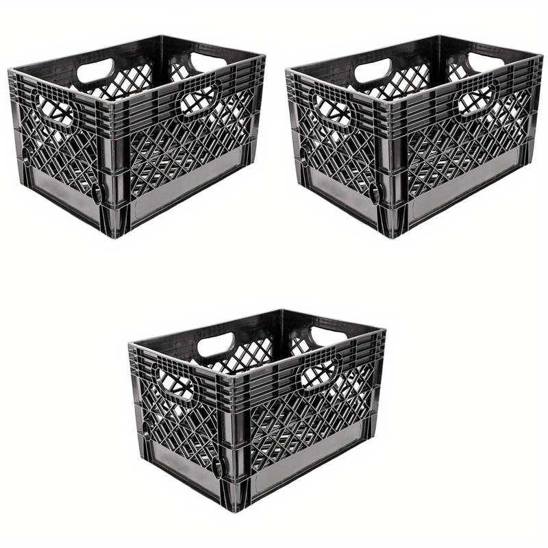 

Storage 24 Quart Stackable Storage Crate With Handles, Black (3 Pack)