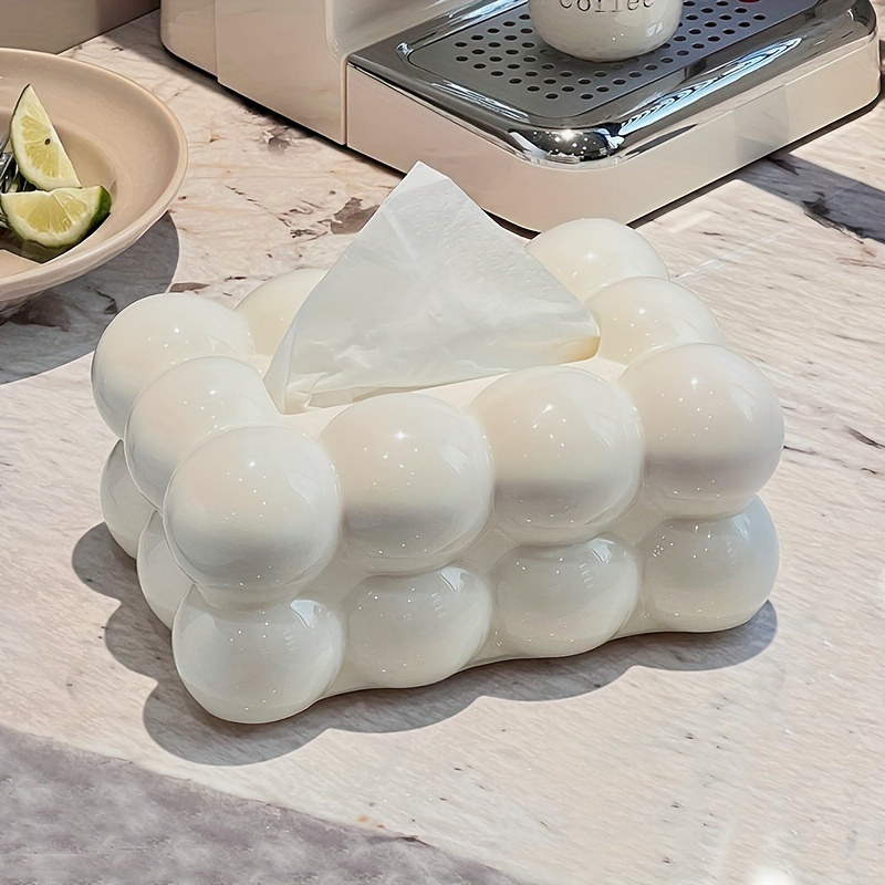 

Kawaii Cloud-shaped Tissue Box Holder - Decorative Plastic Desktop Organizer For Home, Kitchen, Bedroom, Living Room & Dining Area