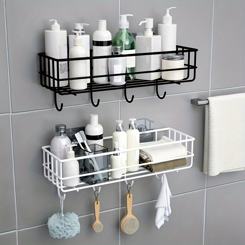 

Easy-install Wrought Iron Storage Rack With Hooks - Versatile For Kitchen, Bathroom, Bedroom & Office