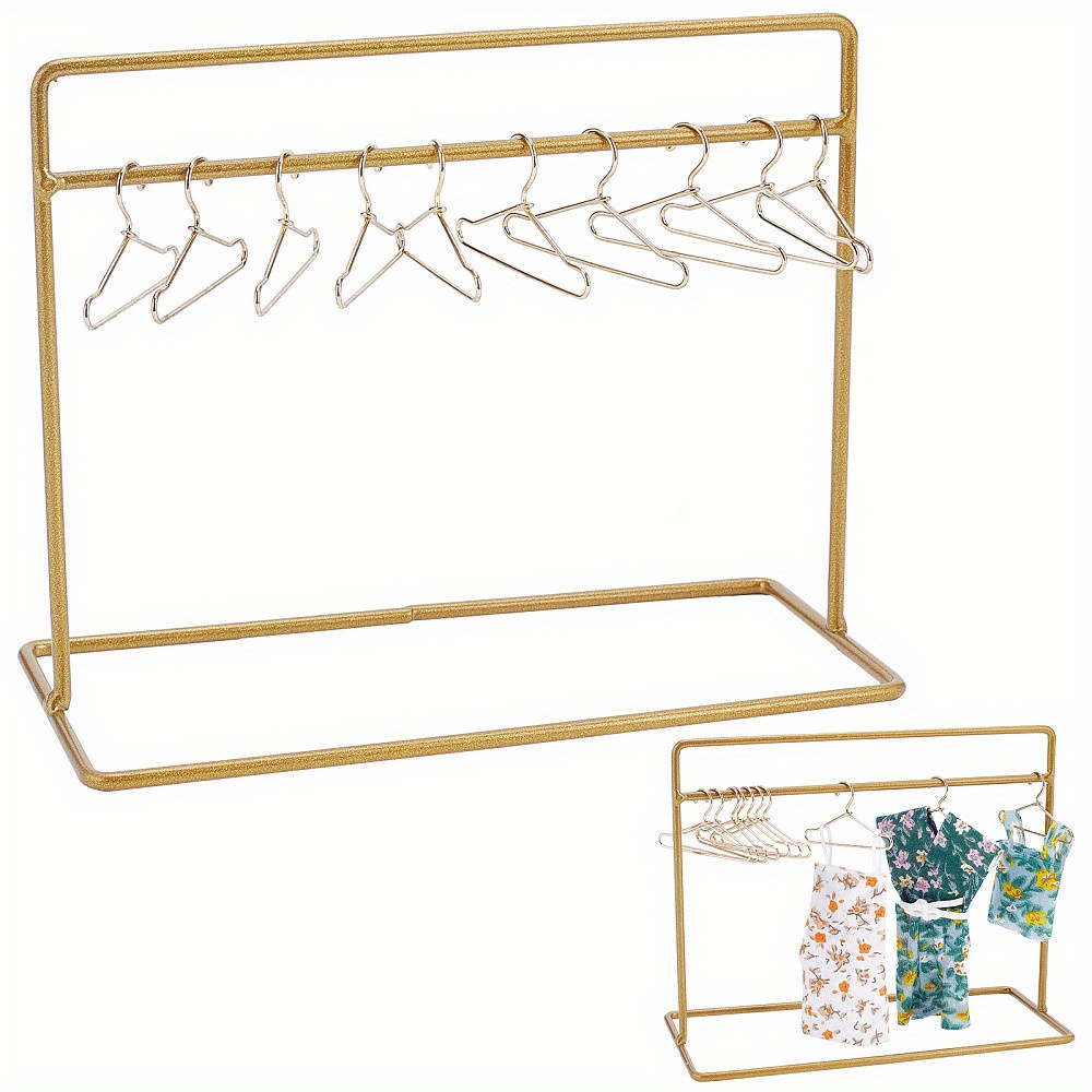 

Miniature Clothing Rack 10 6x2.8x4.7inch Alloy & Wood Garment Display