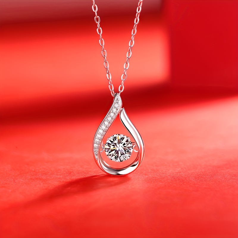 

1ct Necklace Silvery Women's Pendant Clavicle Chain Fine Jewelry Decoration Valentine's Day Proposal Engagement Wedding Anniversary Gift