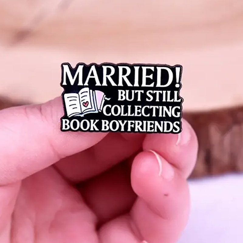 

'married But Still Collecting Book ' Enamel Pin - Crystal Material, Ideal Gift For Readers & ,