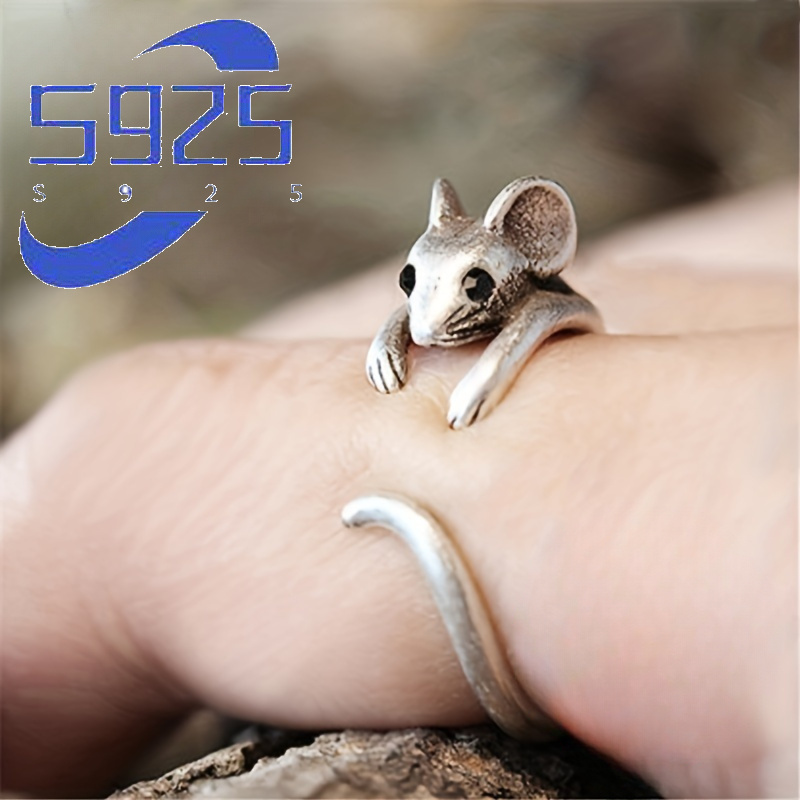 

925 Sterling Silver Cuff Ring Cute Mouse Design Suitable For Men And Women High Quality Gift For Family/ Friends/ Lover