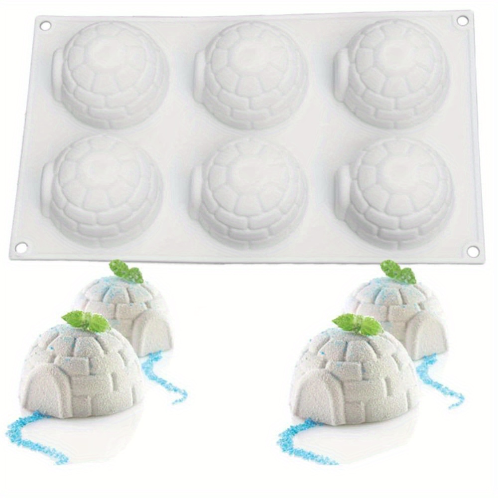 

1pc Moule à gâteau en silicone Igloo de Noël à 6 cavités pour mousses, crème glacée, mousseline, pâtisserie, outil de cuisson, plateau à gâteau, accessoires de cuisine