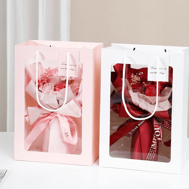 

10pcs Large Transparent Gift Bags For Bouquets & Dolls - Valentine's Day, Weddings, Birthdays & Parties, Customizable Gifts