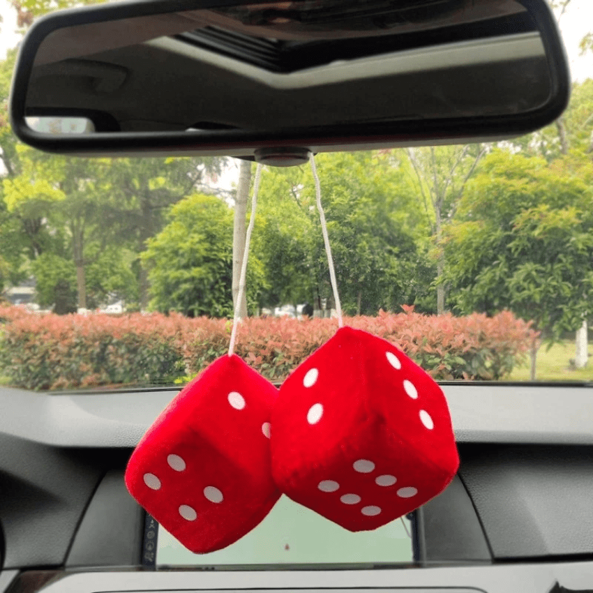 

1pc Polyester Cube Dice Car Mirror Hanging Pendant - Stylish Auto Accessory