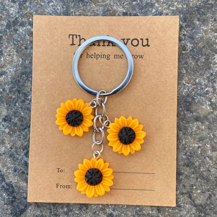Thank You For The Sunflower Keychain, A Perfect Gift For Friend And Teacher