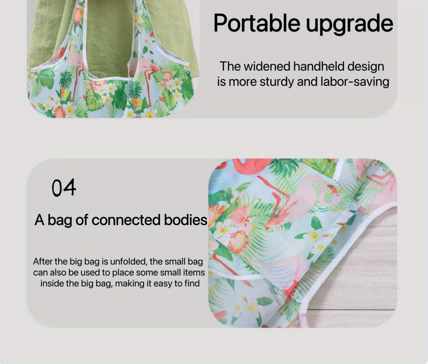 reusable oxford cloth grocery bags waterproof large capacity foldable shopping   with inner pocket portable lightweight   pattern bags for outdoor camping travel and carry on luggage details 2