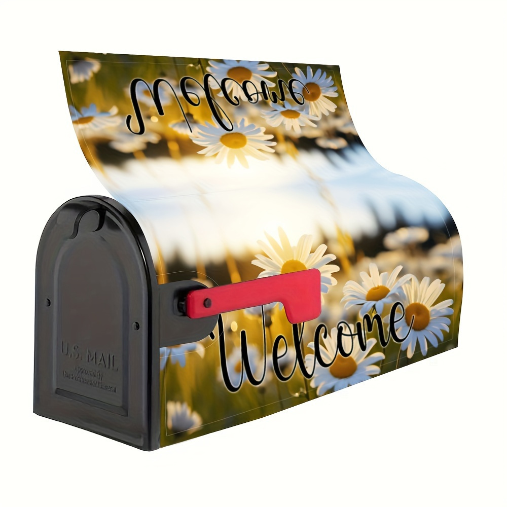 

Spring Sunflower Welcome Magnetic Mailbox Cover - 1pc, Seasonal Floral Themed Magnet Wrap For Standard Size Mail Boxes, Durable Material, Farmhouse Rustic Garden Yard Decoration 21" X 18