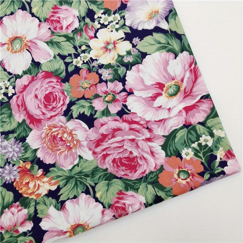 

Peony Flower Printed Cotton Fabric: Ideal For Sofa, Tablecloth, Curtain, Bag, Cushion, And Furniture Cover