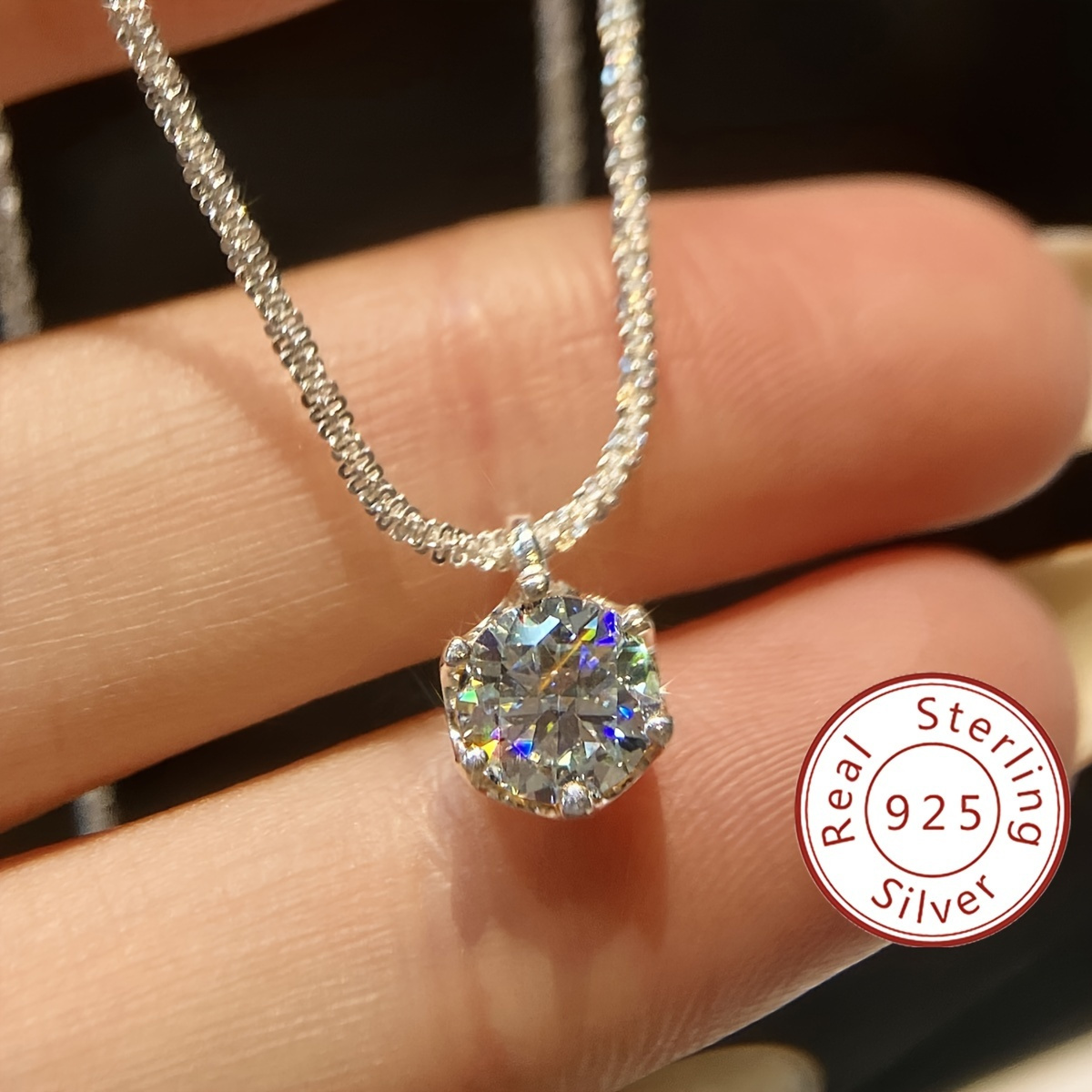 

1ct Moissanite Necklace For Women 925 Sterling Necklace Promise Necklace Eternity Necklace Mother's Day Valentine's Day Luxury Ladies Jewelry Gifts