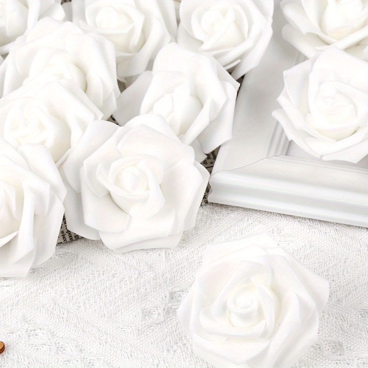 

100 Pcs Artificial Rose Flower Heads, Real Looking Foam Fake Roses For Diy Wedding Baby Shower Centerpieces Arrangements Party Tables Home Decorations