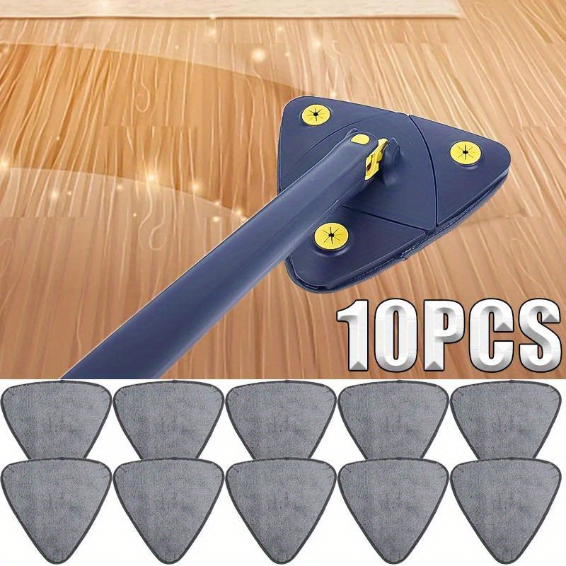 

10-piece Triangle Microfiber Mop Pads - Large, Reusable Dust & Glass Cleaning Cloths For Efficient Floor Sweeping