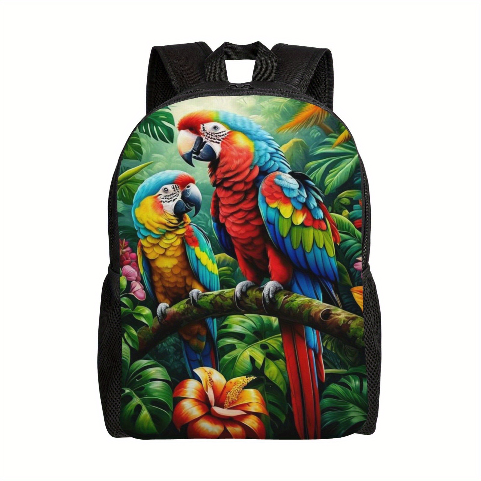 

Beautiful Parrots Casual Backpack, Lightweight Shoulder Bag For Students, Large Capacity Computer Laptop Bag Book Bag For Work Travel Office College