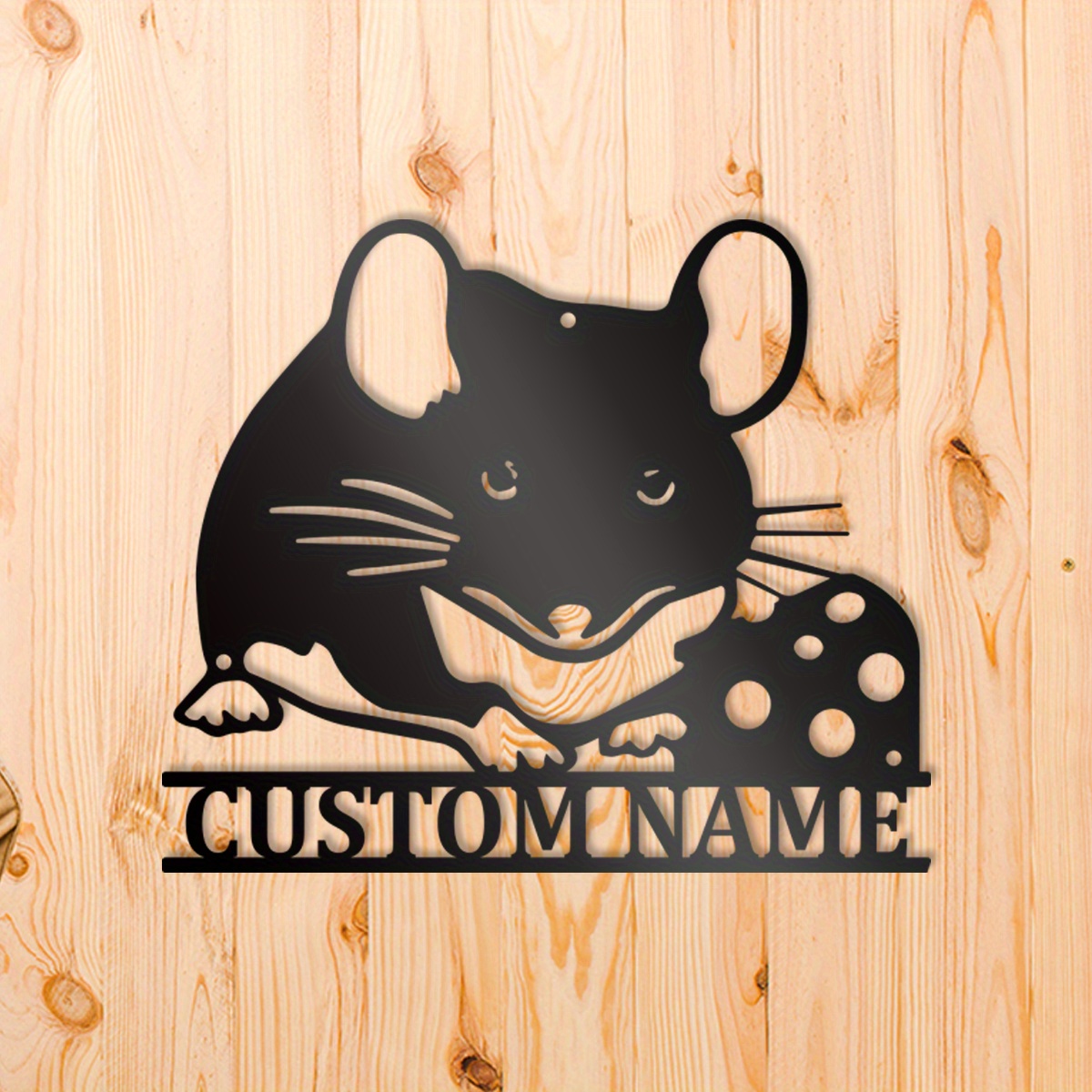 

Custom Cute Rat With Cheese Metal Wall Art - Personalized Name Sign For Mouse Lovers, Ideal Home & Nursery Decor, Perfect Birthday Gift