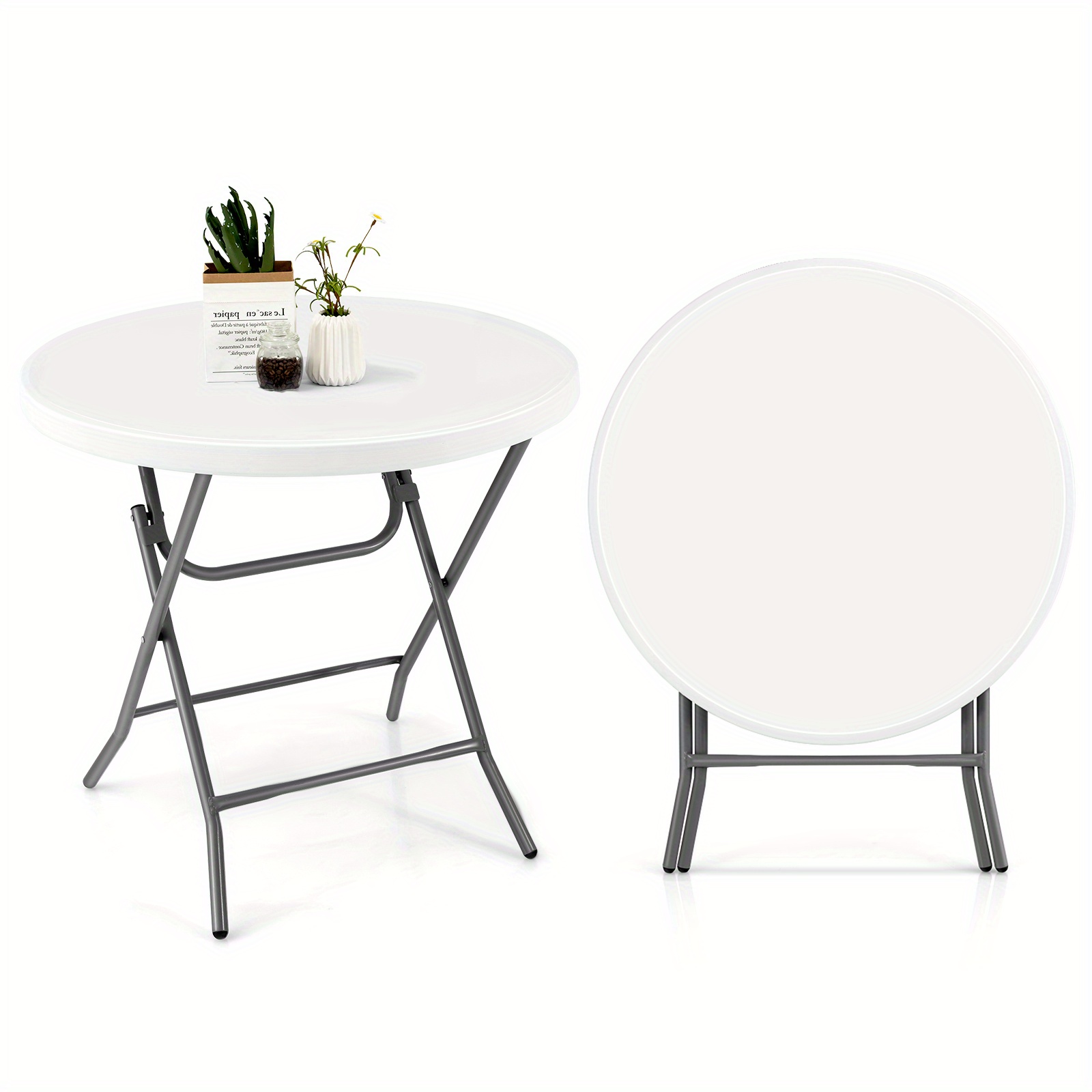 

Giantex 32" Round Folding Table Portable & Lightweight Table For Indoor & Outdoor Use White