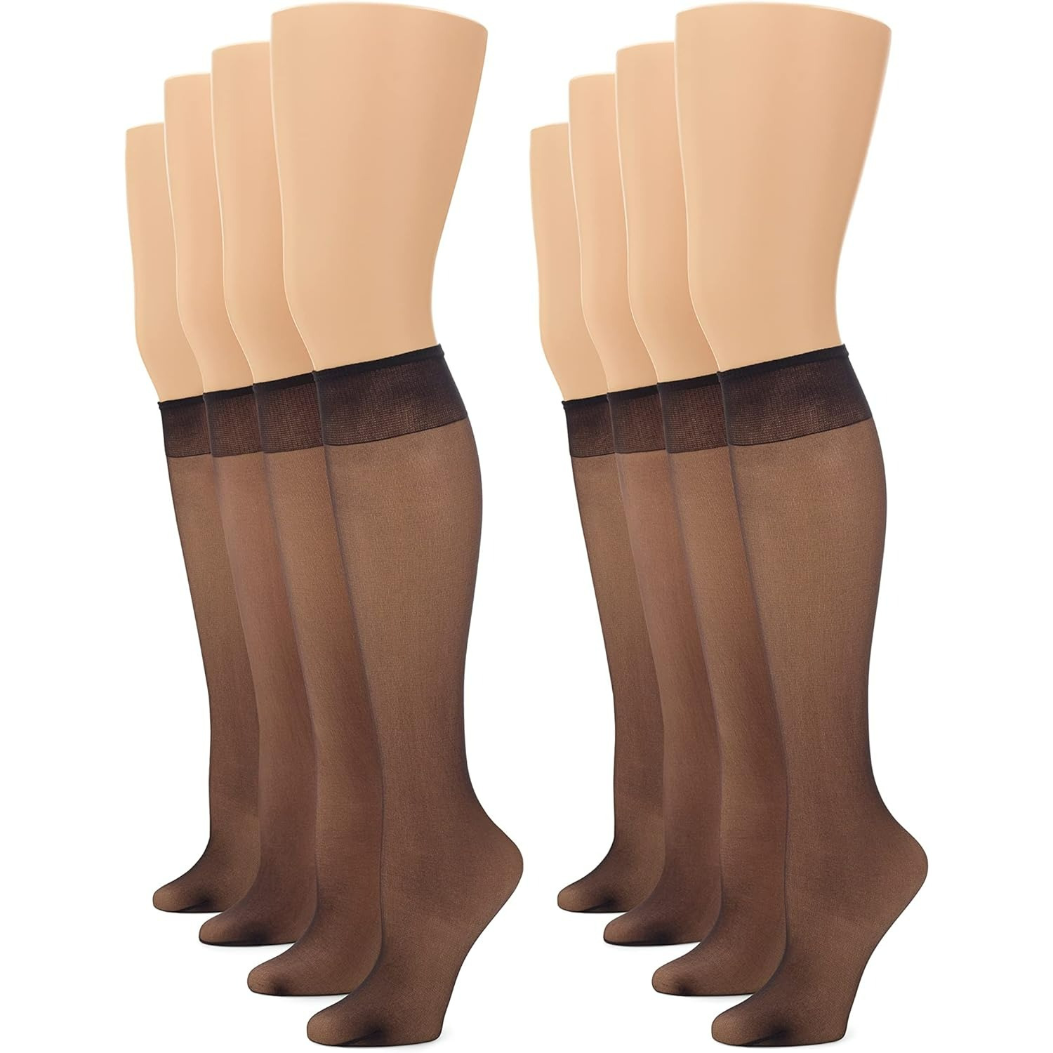 

8 Pairs Solid Sheer Calf Socks, Hot Ultra-thin Knee High Socks, Women's Stockings & Hosiery